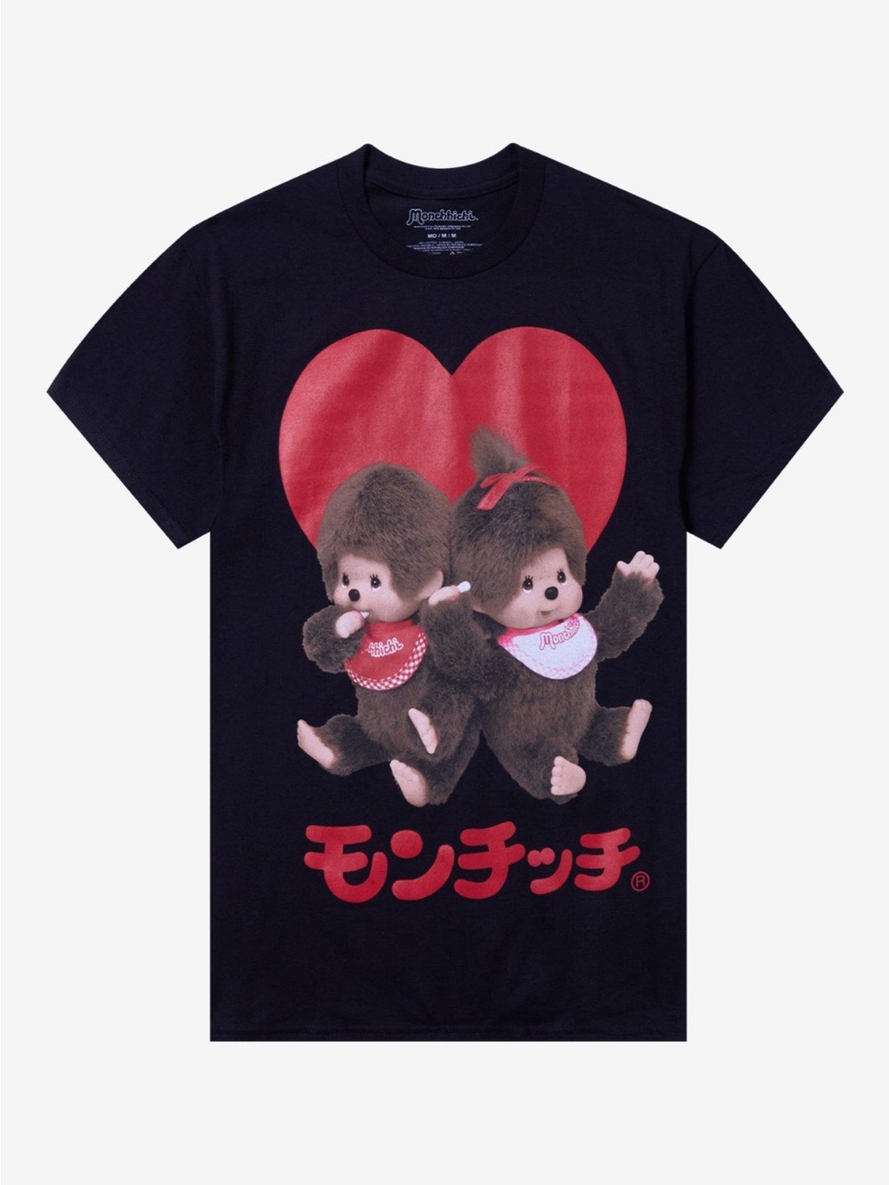 Monchhichi Graphic Heart Black Tee